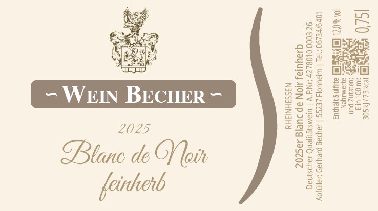 Produktbild von: <br>2025er Blanc de Noir – Spätburgunder feinherb 0,75l<br>